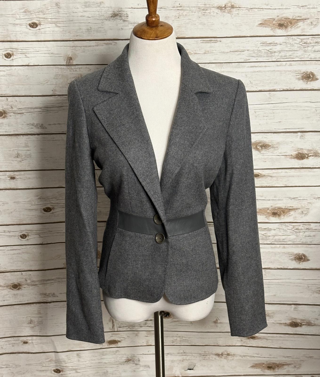Worth New York classic corpcore grey wool-blend single-breasted blazer Size 10