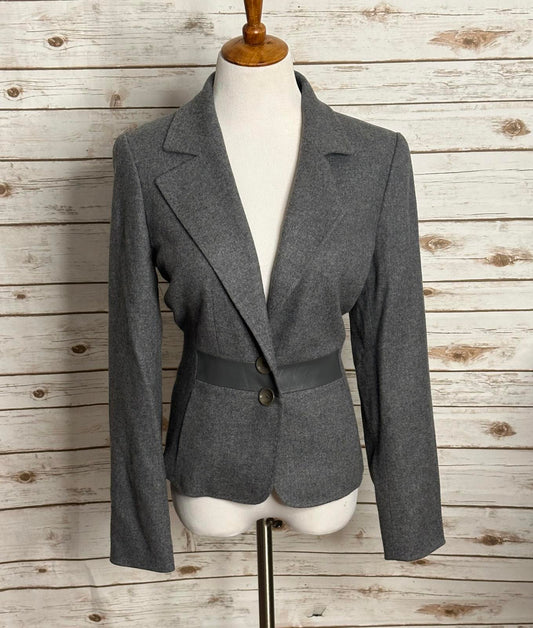 Worth New York classic corpcore grey wool-blend single-breasted blazer Size 10