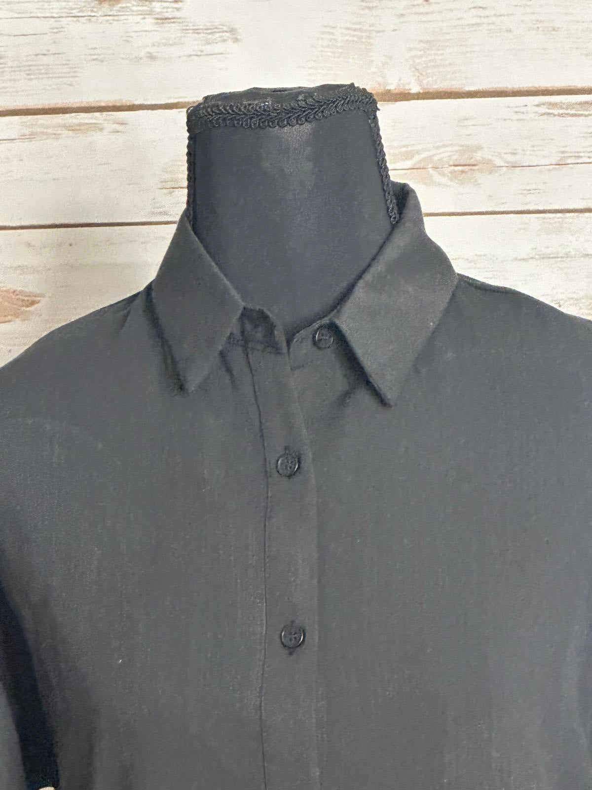 Fashion Nova black ruffled up mini shirt dress Size XS