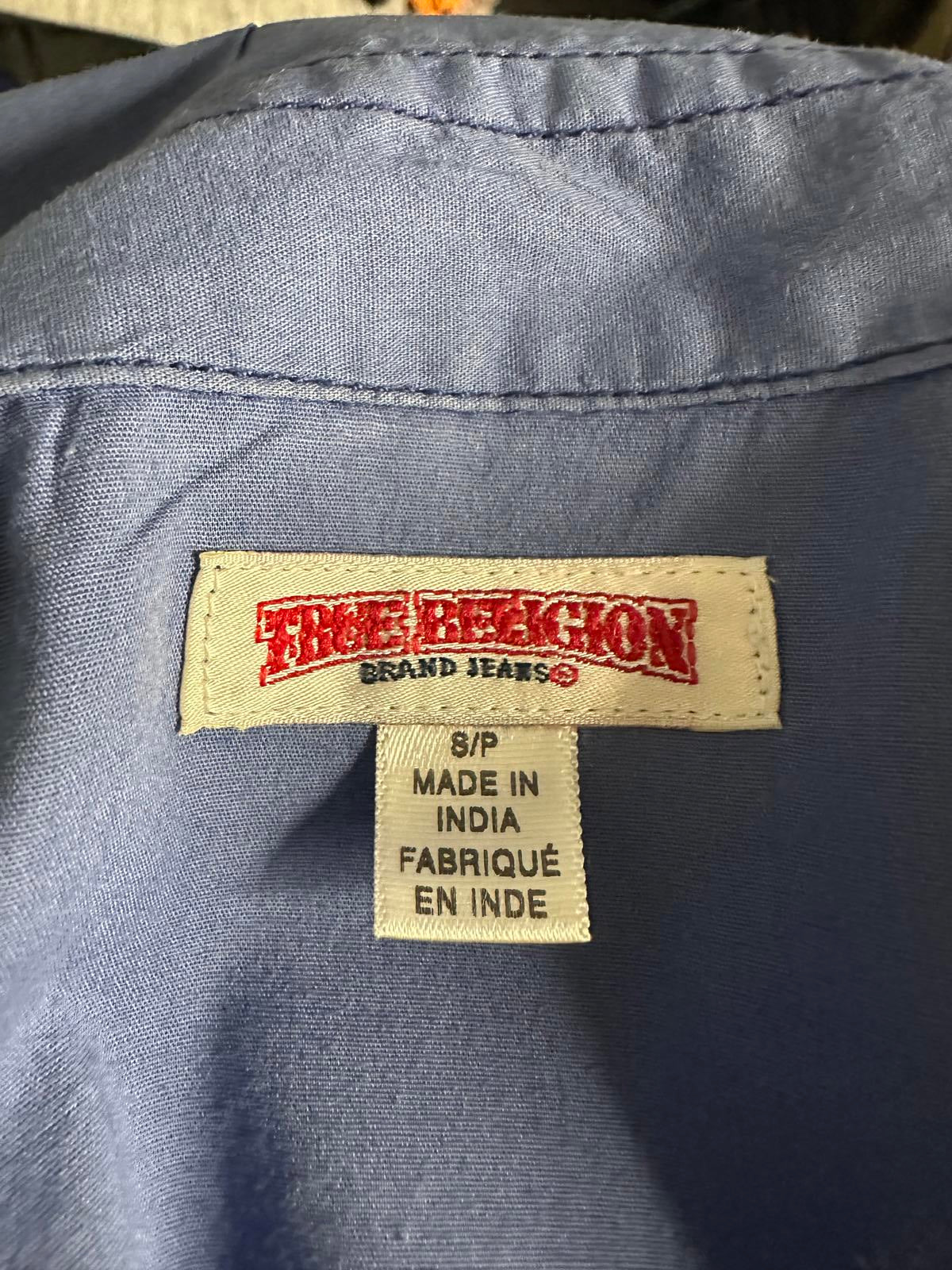 True Religion blue unisex Western long sleeve button-up shirt Size Small