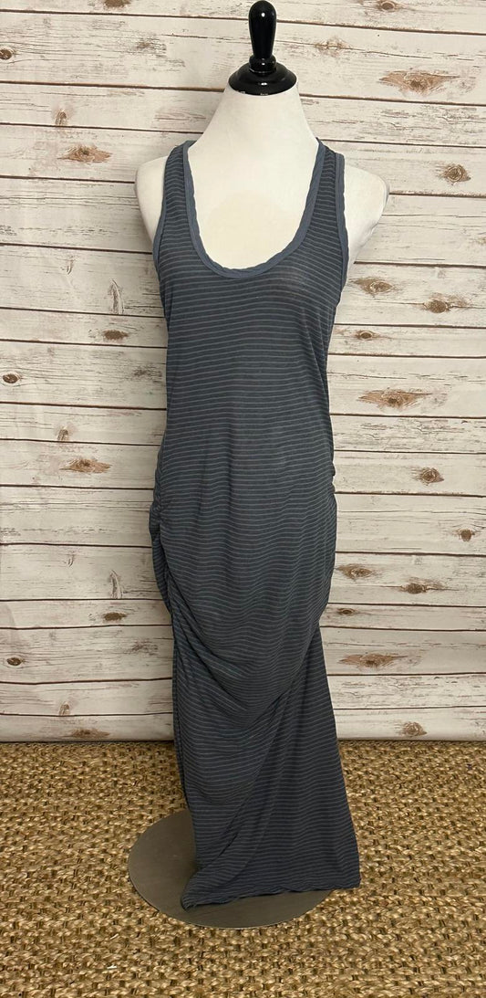 James Perse cotton grey/blue striped racerback ruched maxi dress Size 2/Med