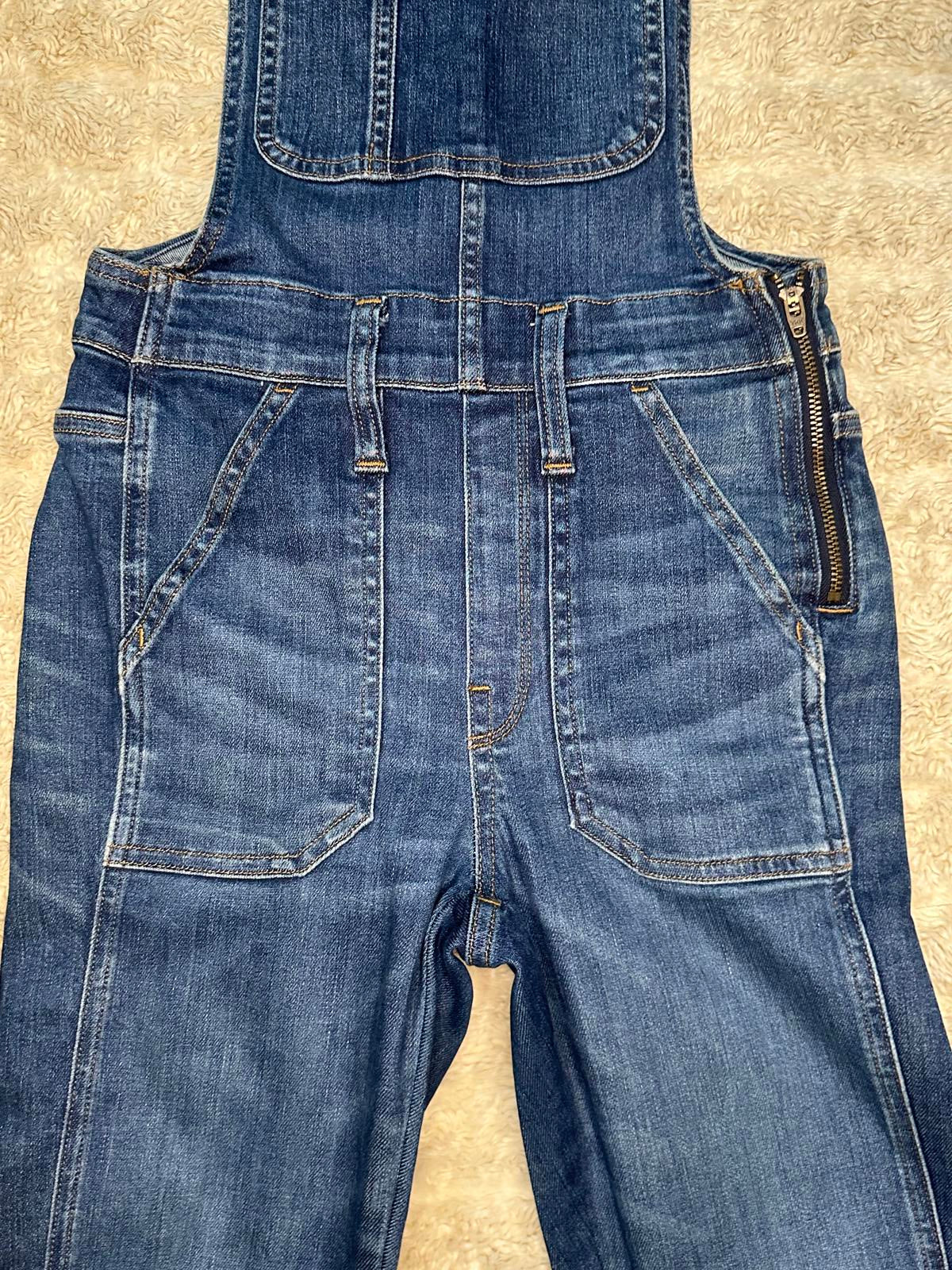 Madewell classic medium wash skinny frayed hem denim overalls Size XXS
