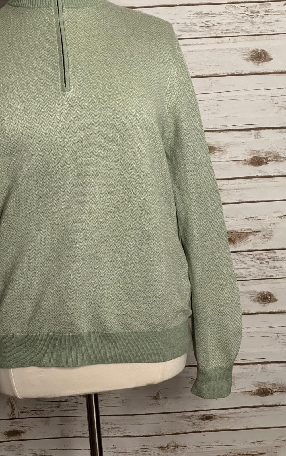 Brooks Brothers cotton/linen mock neck 1/4 zip long sleeve sweater Size Large