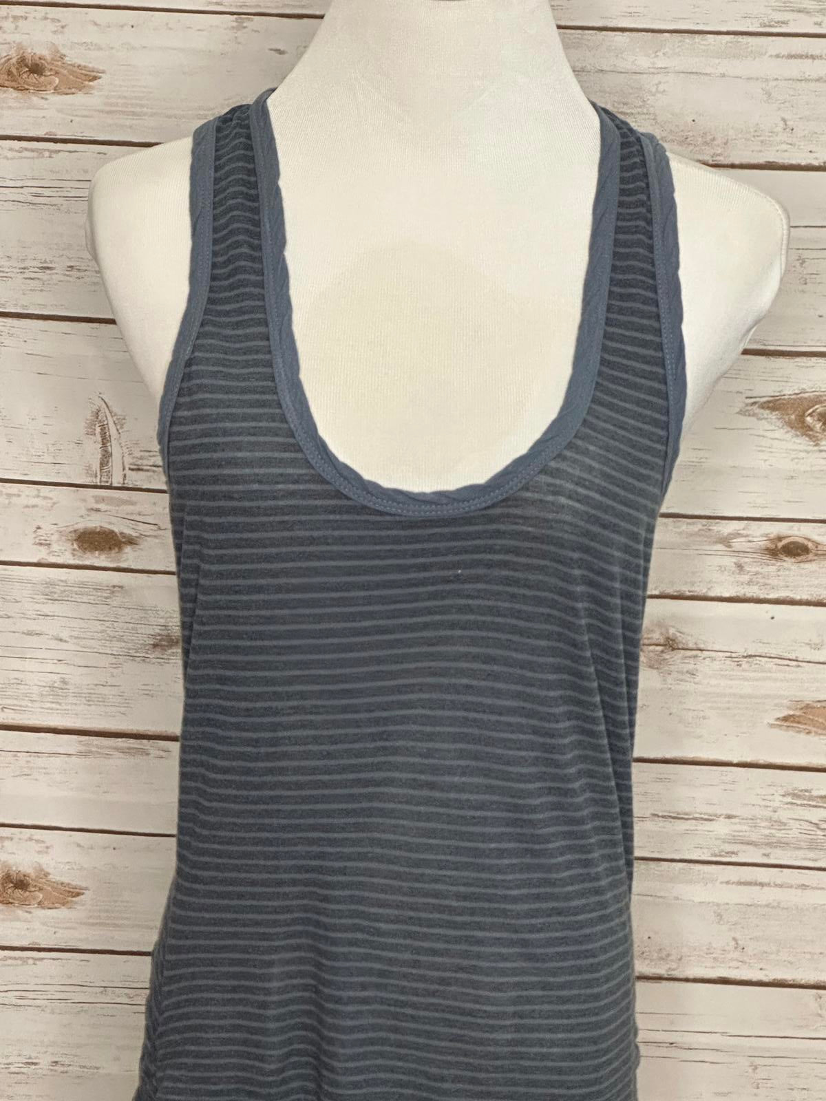James Perse cotton grey/blue striped racerback ruched maxi dress Size 2/Med