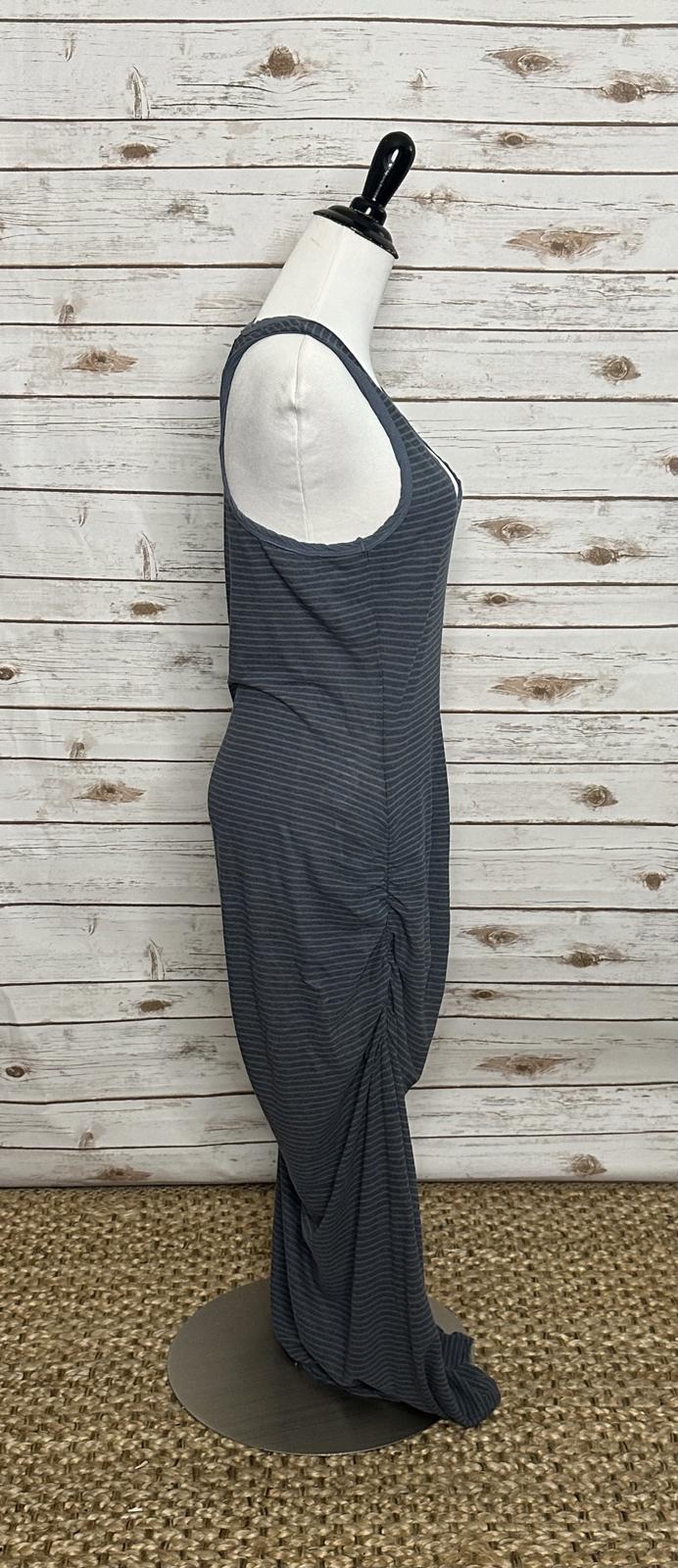 James Perse cotton grey/blue striped racerback ruched maxi dress Size 2/Med