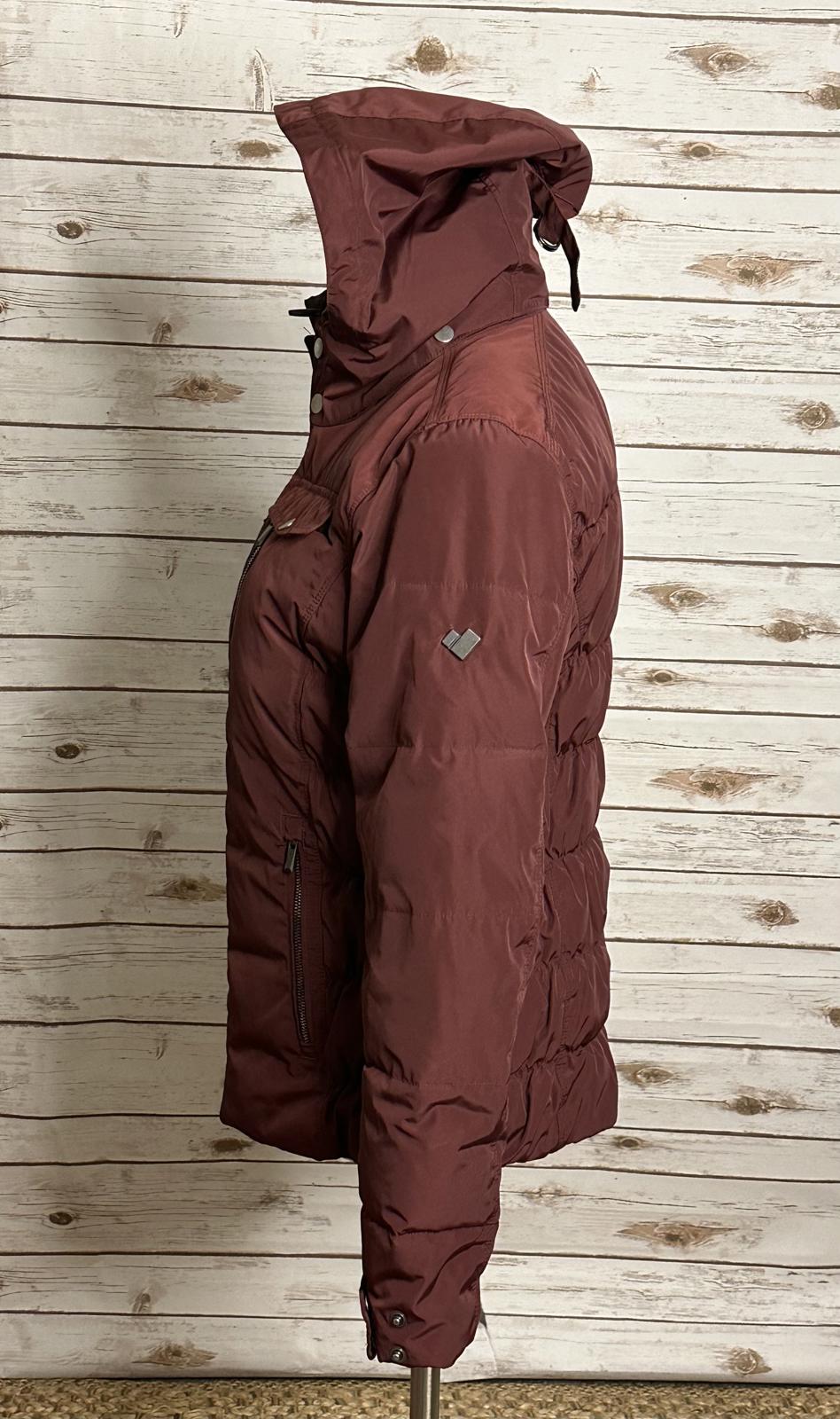 Obermeyer Leighton burgundy hooded insulated full zip ski jacket Size 10