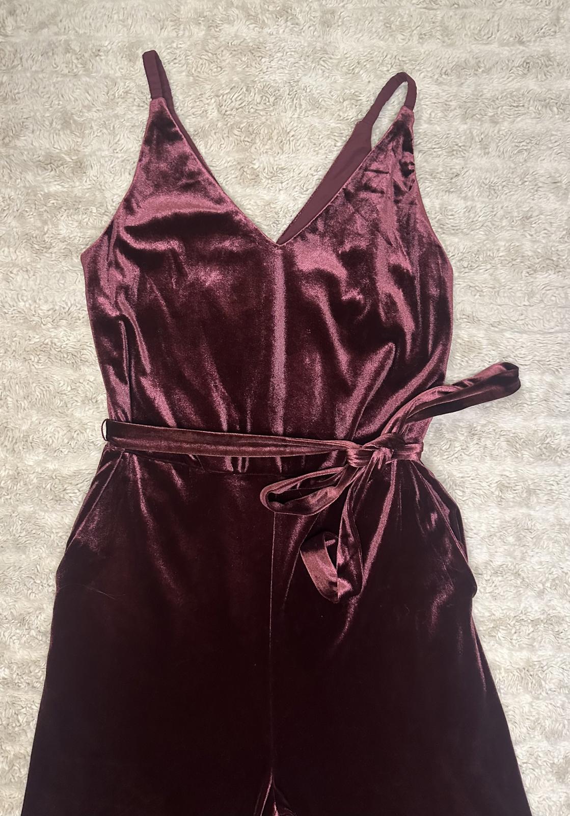 Banana Republic whimsigoth dark fairy burgundy V-neck velvet jumpsuit Size 2