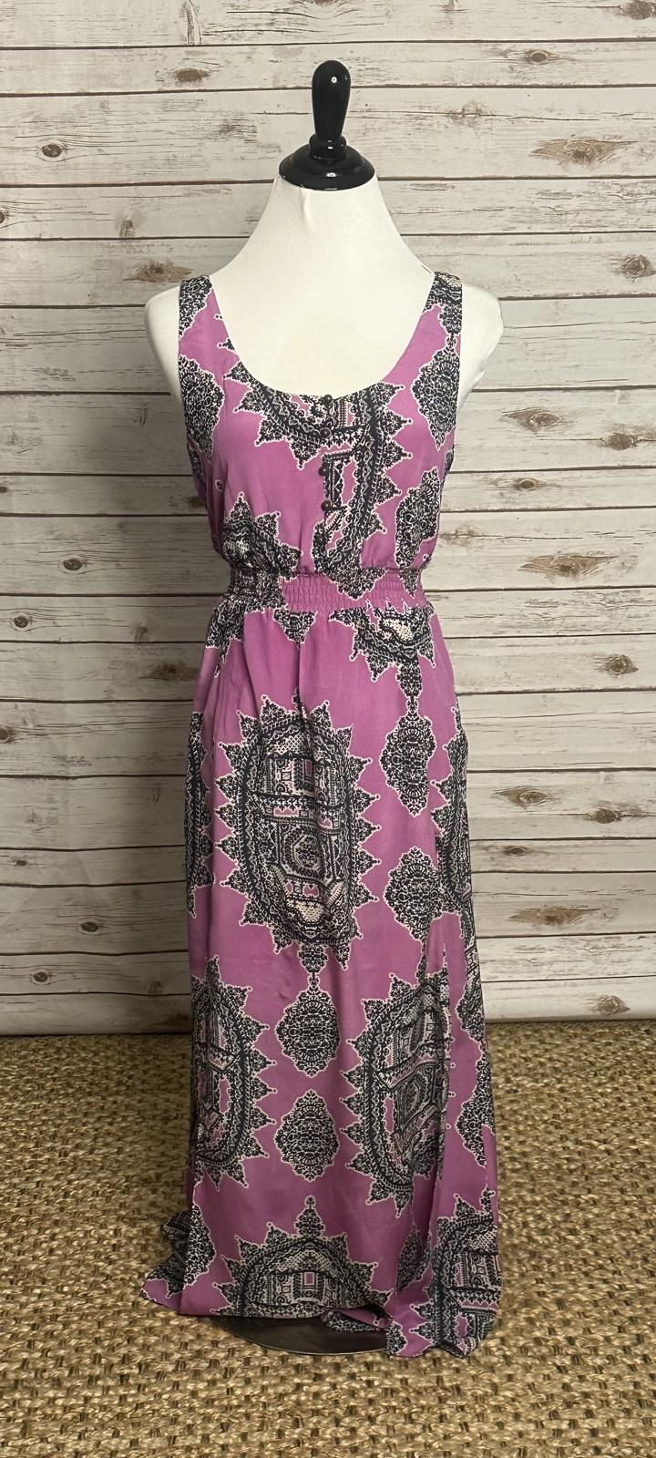 Anthropologie Maeve Annas boho purple flowy silk chiffon maxi dress Size XS