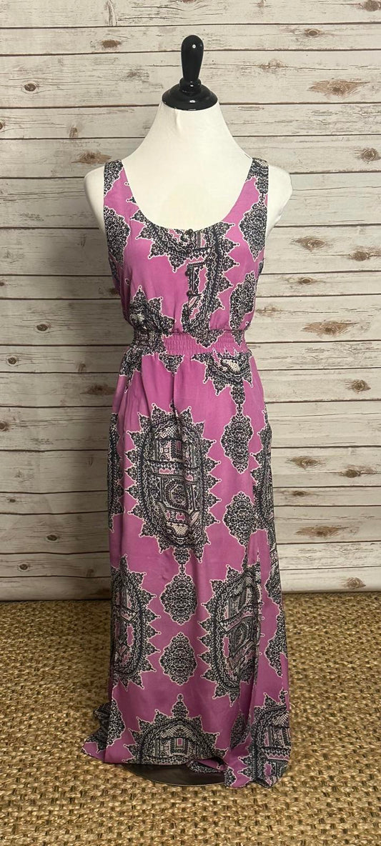 Anthropologie Maeve Annas boho purple flowy silk chiffon maxi dress Size XS