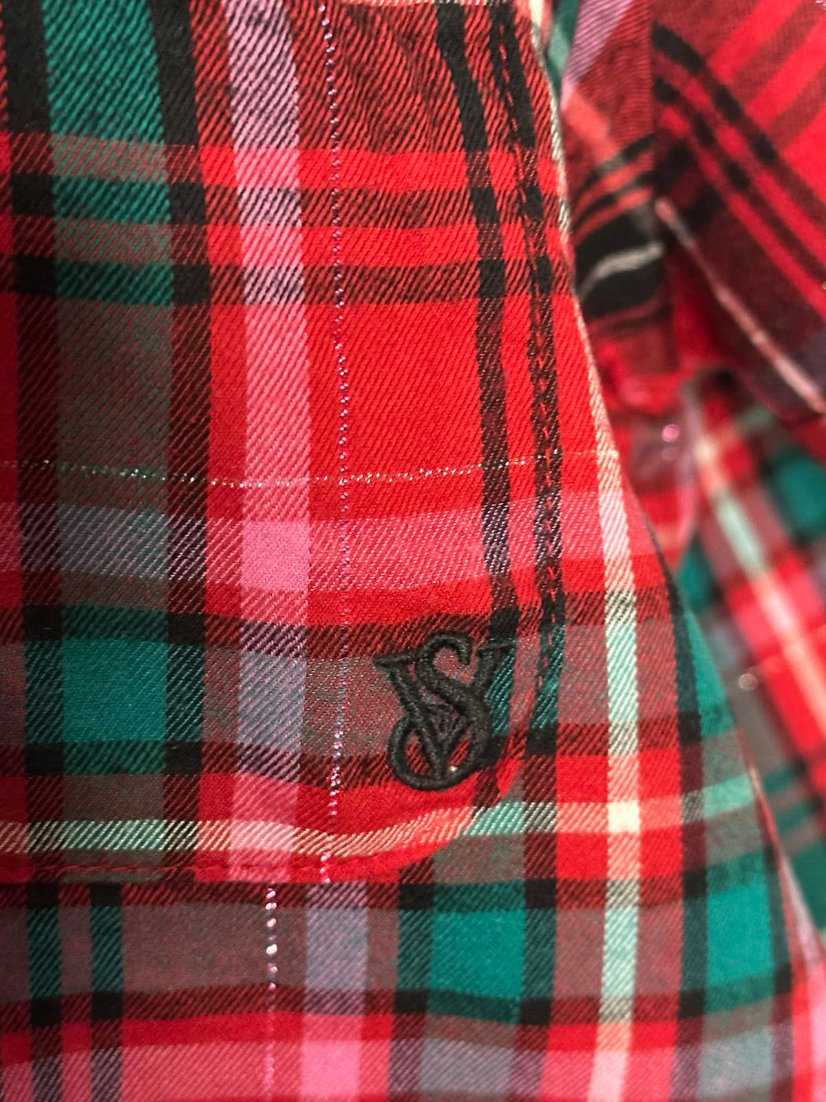 Victoria's Secret VS flannel short sleeve button-up pajama/sleep top Size XL