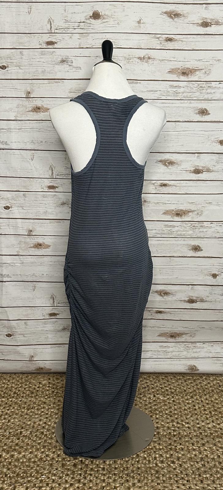 James Perse cotton grey/blue striped racerback ruched maxi dress Size 2/Med