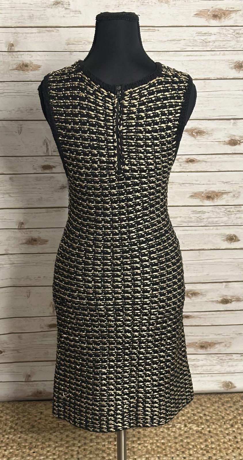 Alice+Olivia black/gold tweed sleeveless A-line textured knit mini dress Size XS