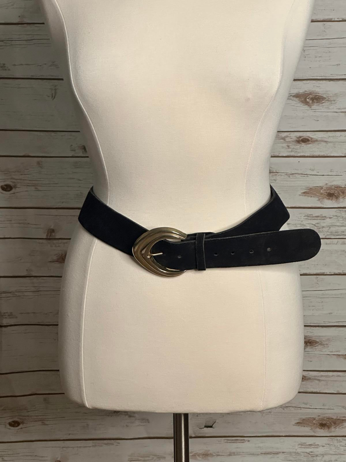 Vintage classic 90's office siren mob wife black suede wide belt Size XL