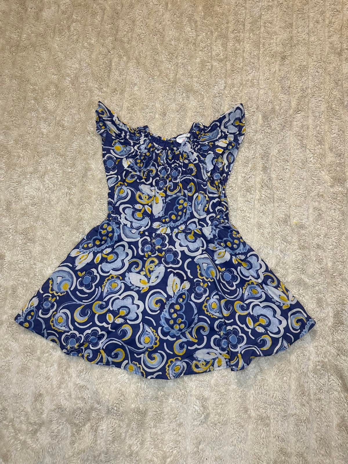 J.Crew/Crewcuts royal blue floral smocked flutter sleeve dress Size 3/3T