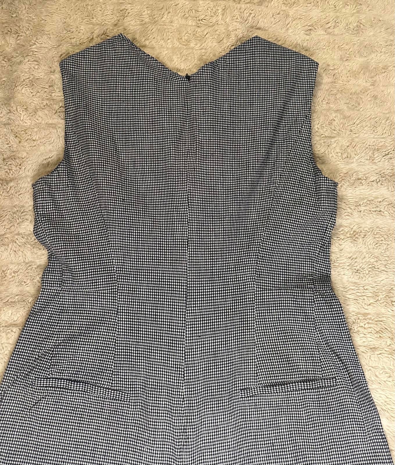 M.M. Lafleur black/white gingham linen-blend Demi wide leg jumpsuit Size 8