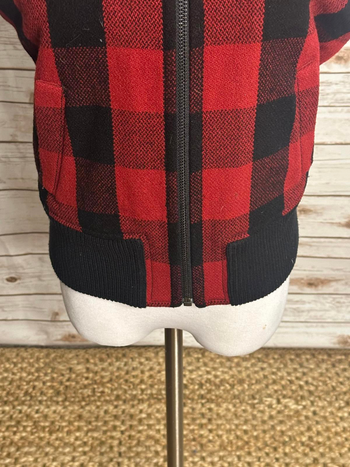 Madewell wool buffalo plaid sherpa fleece lined full zip vest Size Medium