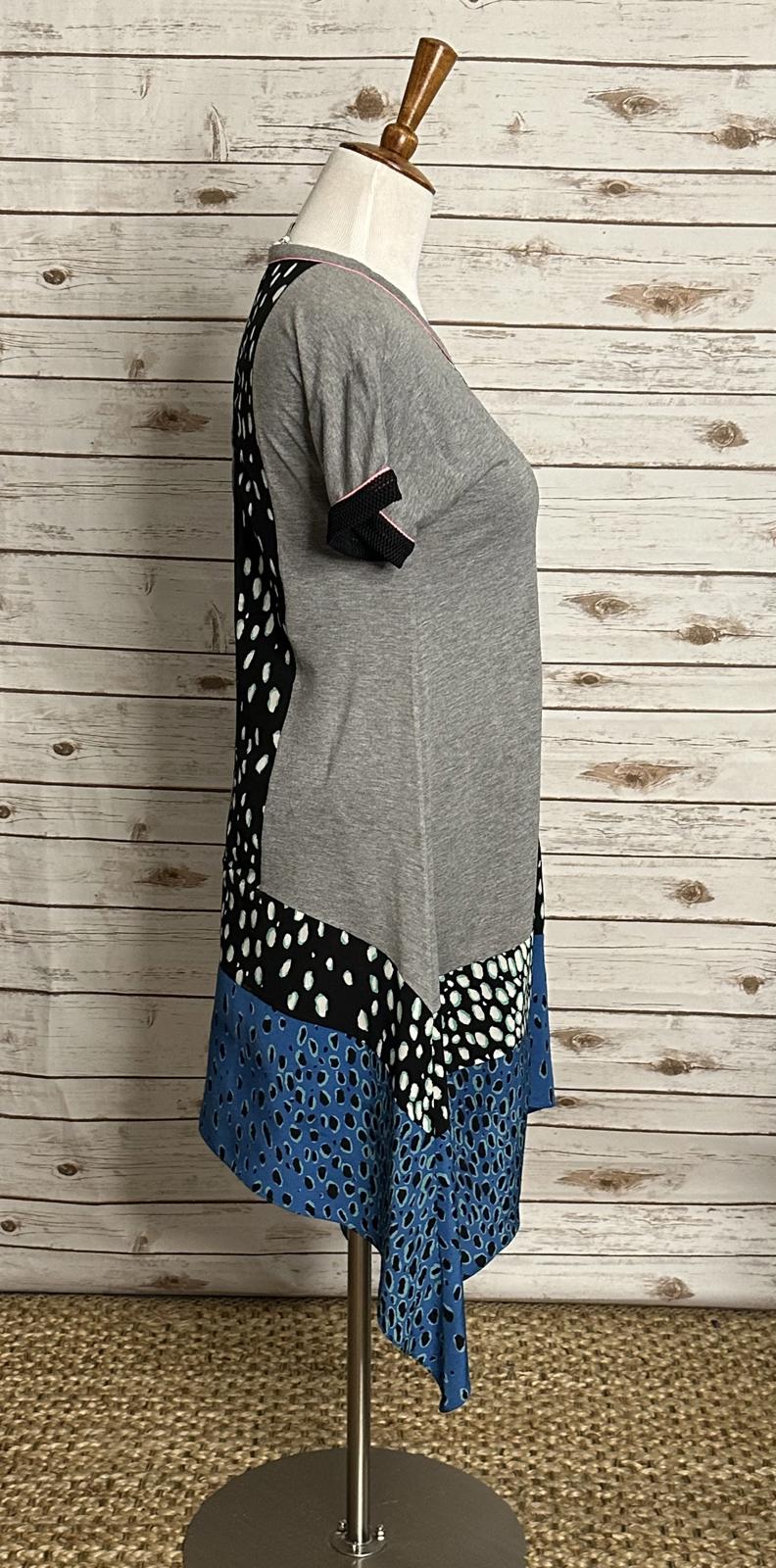 Elizabeth & James grey multi-textured patchwork silk/jersey dress Size Small