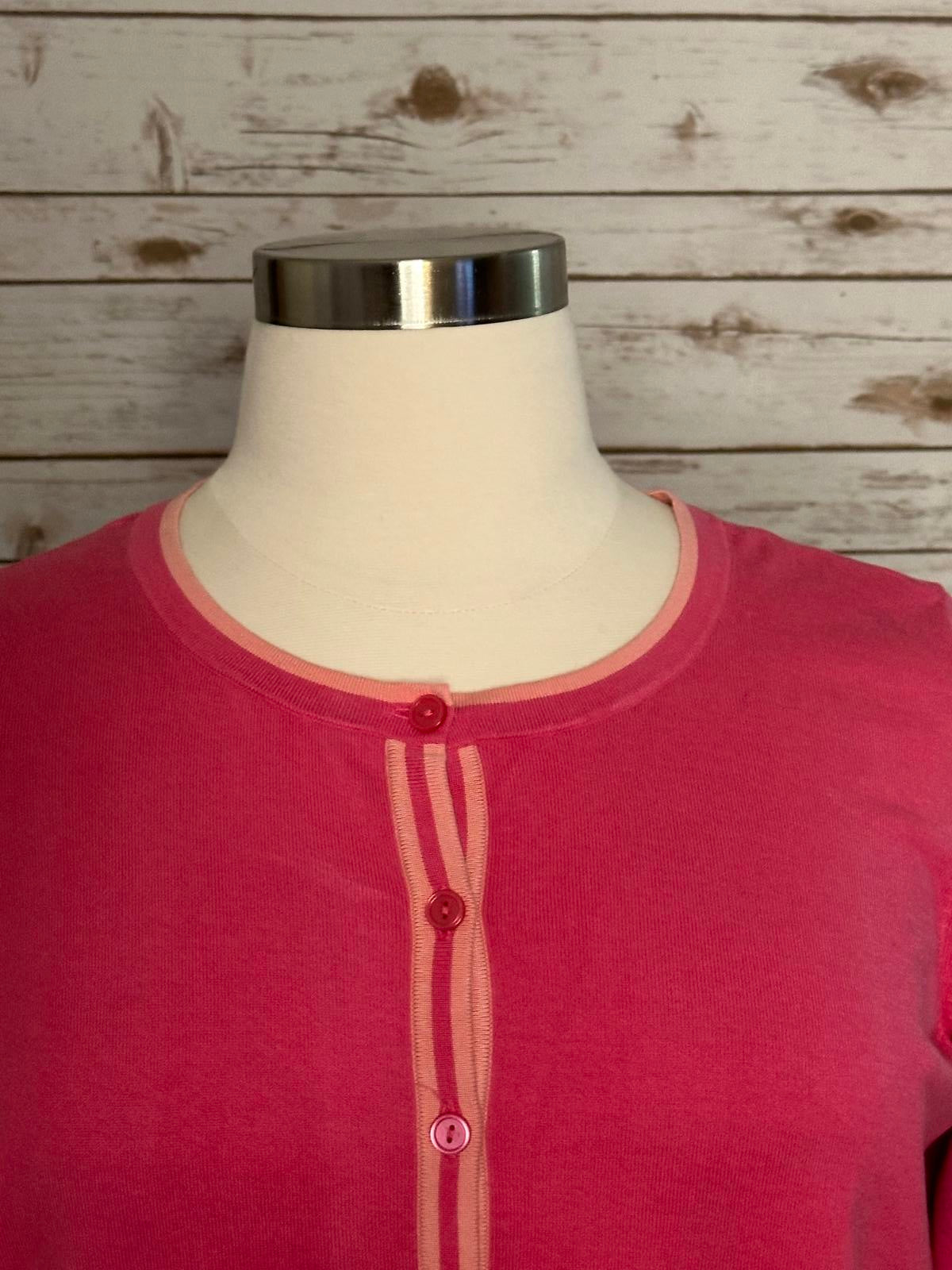 Talbots Plus Barbiecore pink/light pink button-down cardigan sweater Size 1X