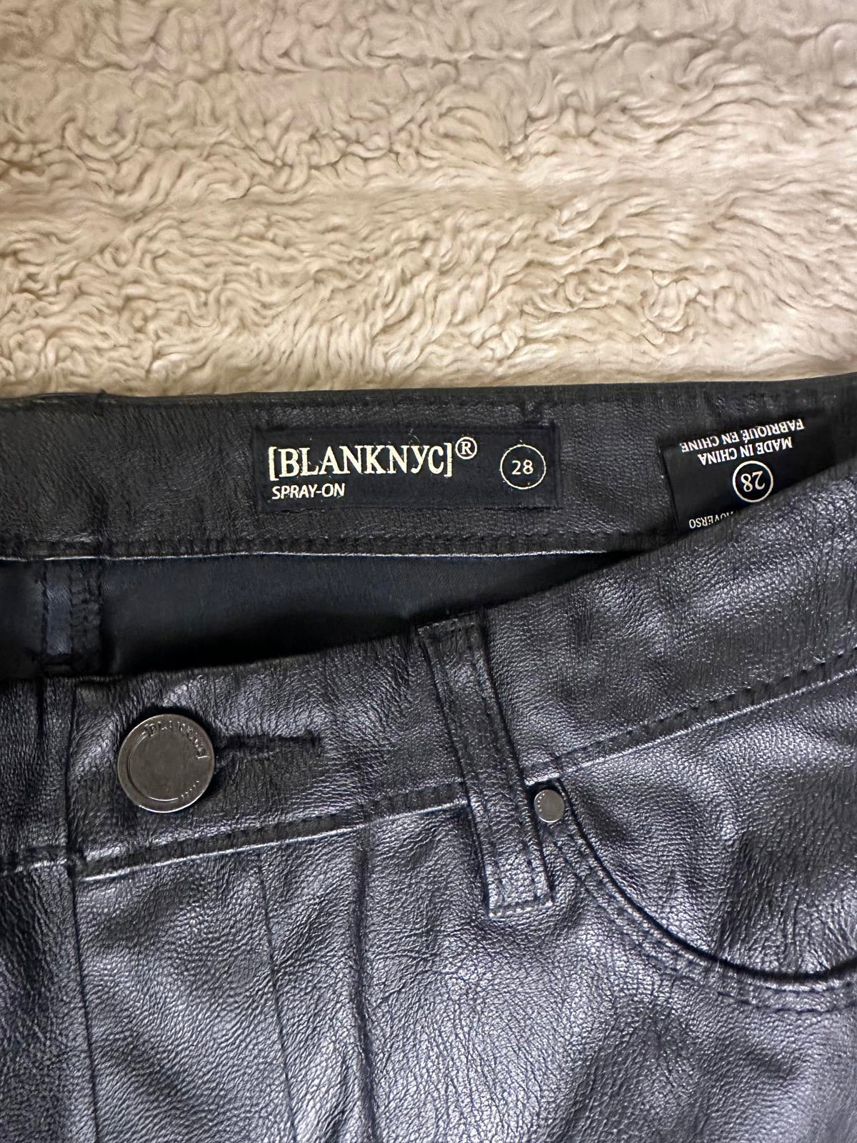 Blank NYC 'Spray-On' mob wife black vegan faux leather skinny jeans Size 28