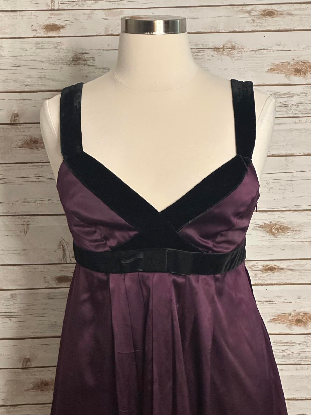 Banana Republic whimsigoth purple/black silk and velvet babydoll dress Size 14