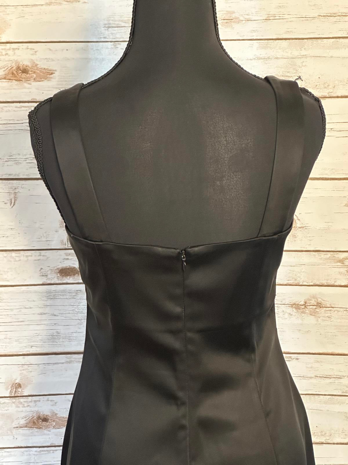 Calvin Klein classic black satin rosette sheath cocktail party dress Size 6