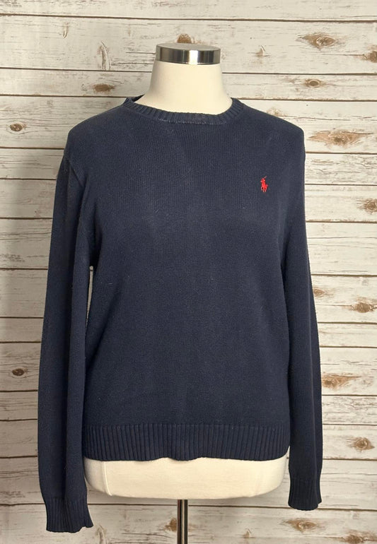 Polo Ralph Lauren navy cotton crewneck long sleeve pullover sweater Size Large