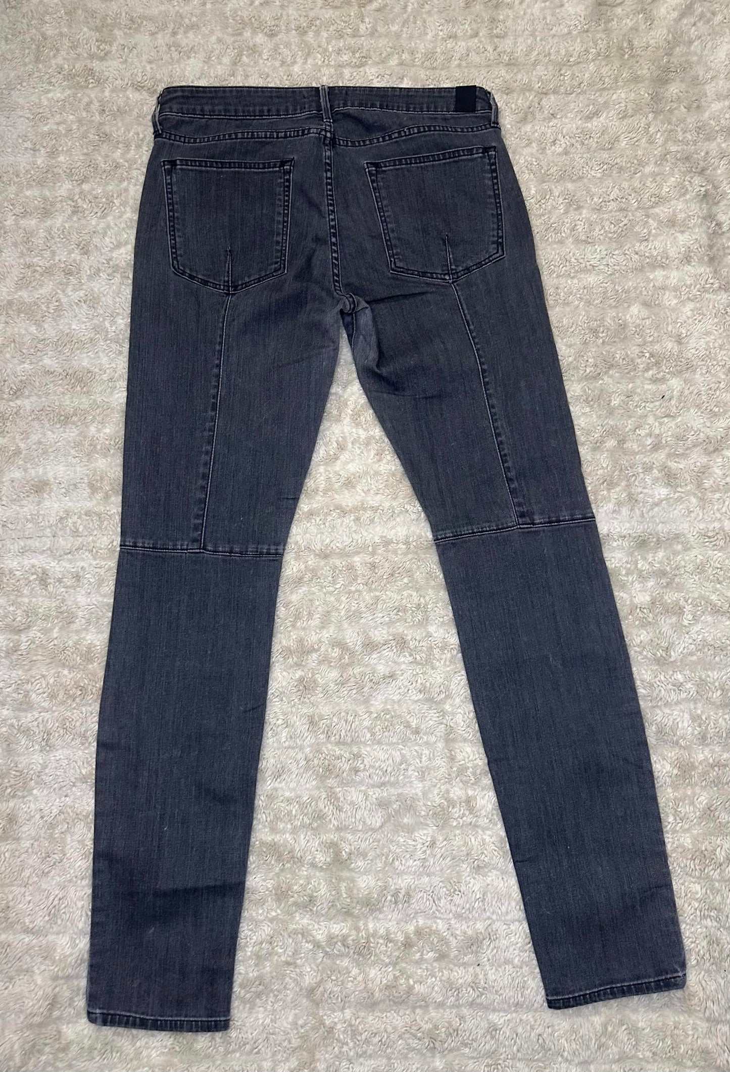 Vince mid-grey moto-style denim skinny jeans Size 30