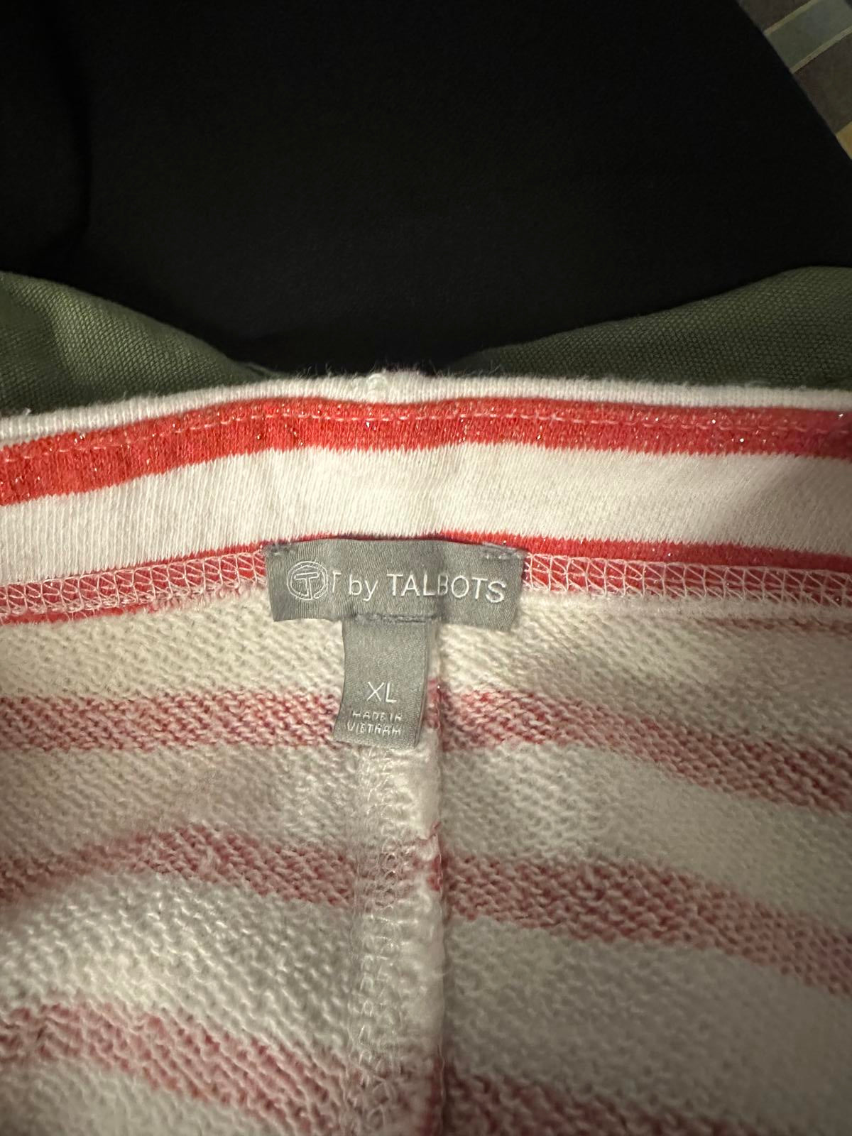 T by Talbots Stargazer red/white metallic striped cotton t-shirt dress Size XL