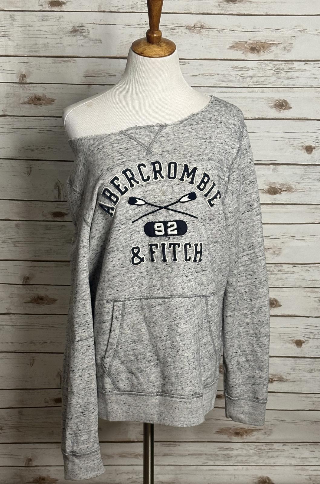 Abercrombie & Fitch distressed oversized marled grey sweatshirt Size Medium