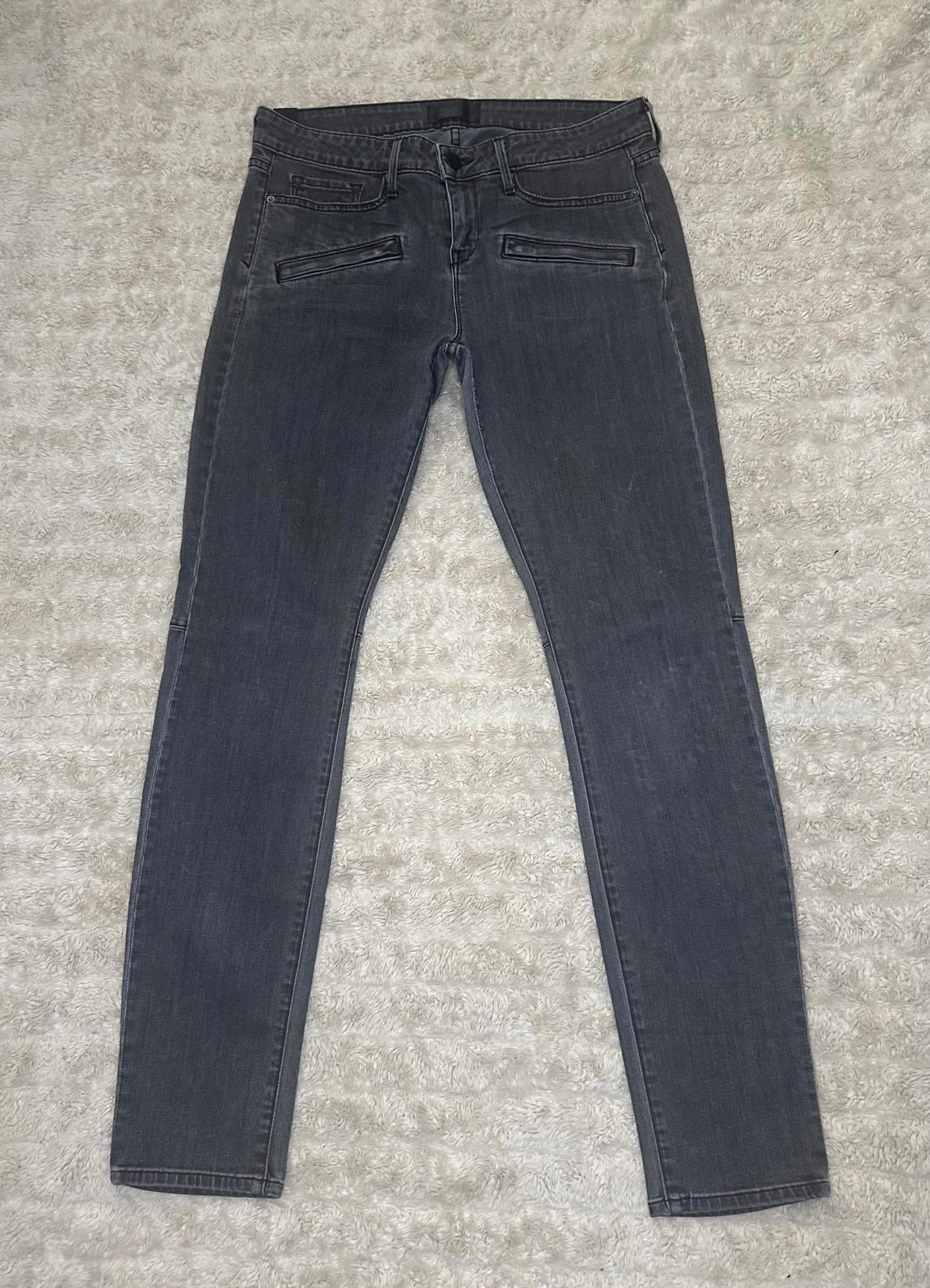 Vince mid-grey moto-style denim skinny jeans Size 30