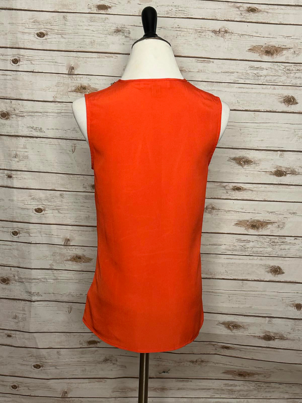 Michael Michael Kors orange sleeveless front draped button-up blouse Size XS