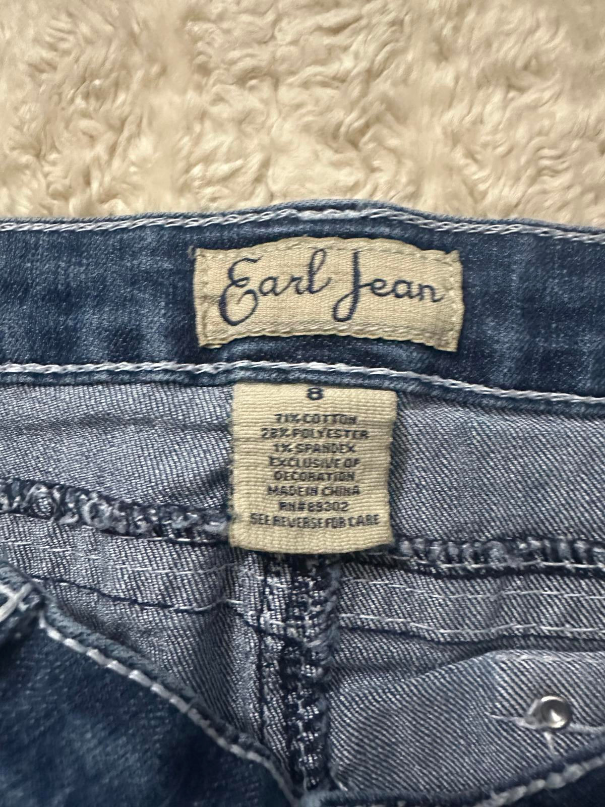 Vtg Earl Jeans Y2K medium wash rhinestone embellished denim capris Size 8