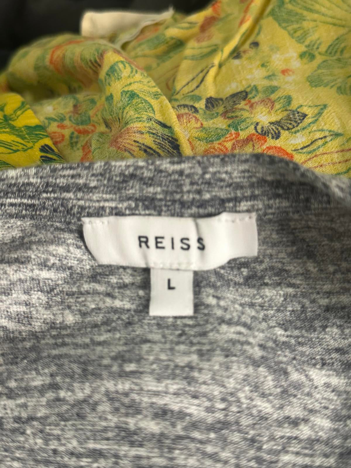 Reiss classic black/white marled short-sleeve crewneck t-shirt Size Large