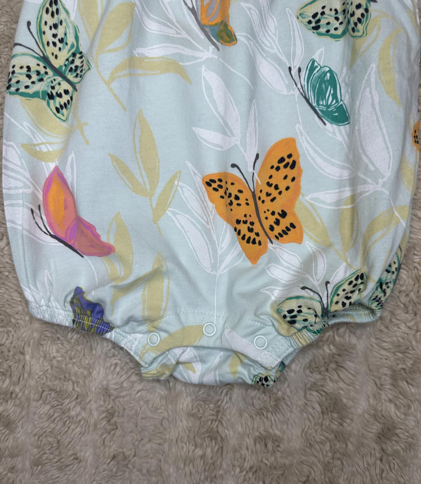 Tea Collection mint green butterfly flutter sleeve cotton short romper Size 3-6M