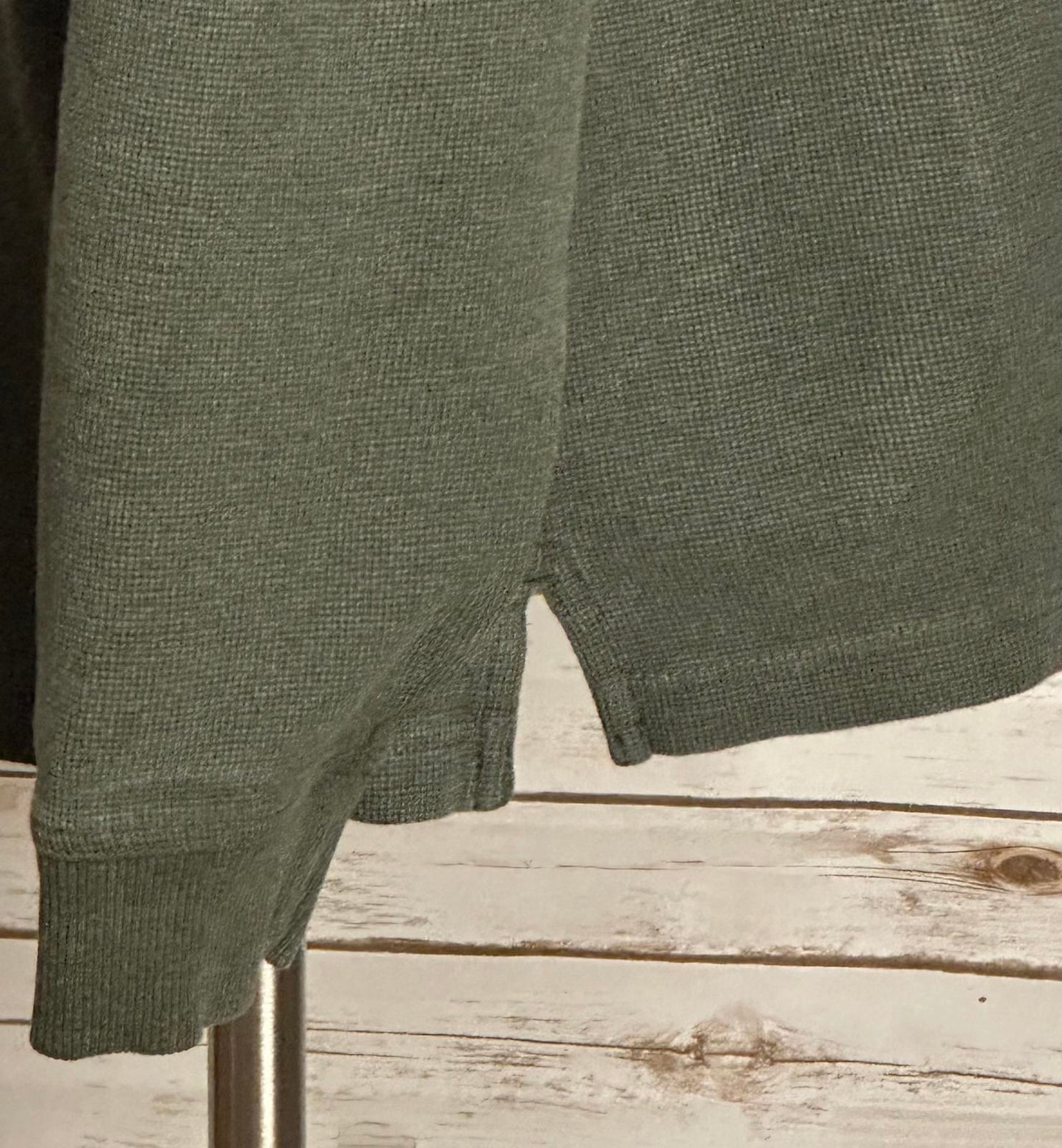 L.L.Bean olive green collared cotton thermal long sleeve polo/henley Size M-Reg