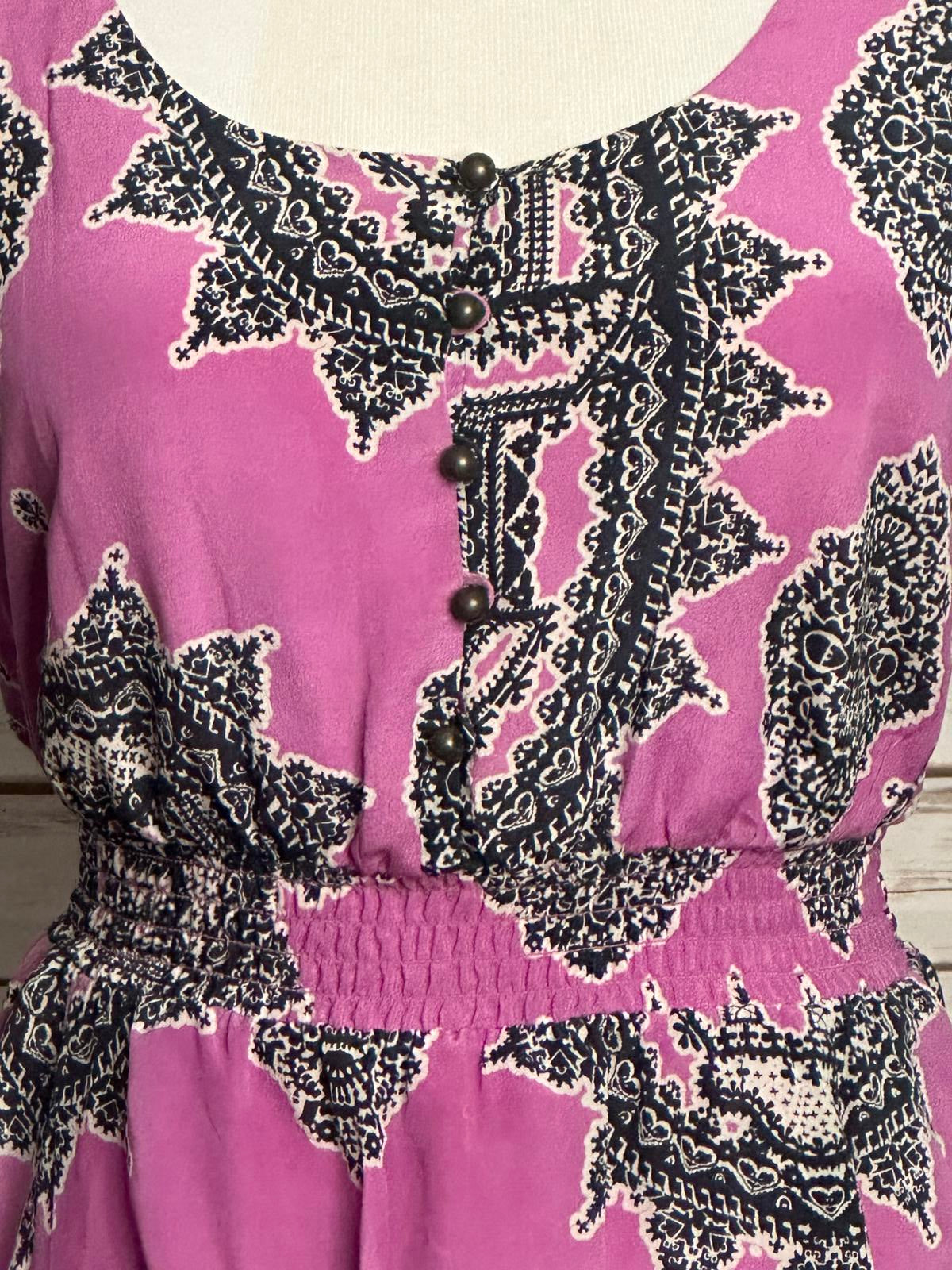 Anthropologie Maeve Annas boho purple flowy silk chiffon maxi dress Size XS