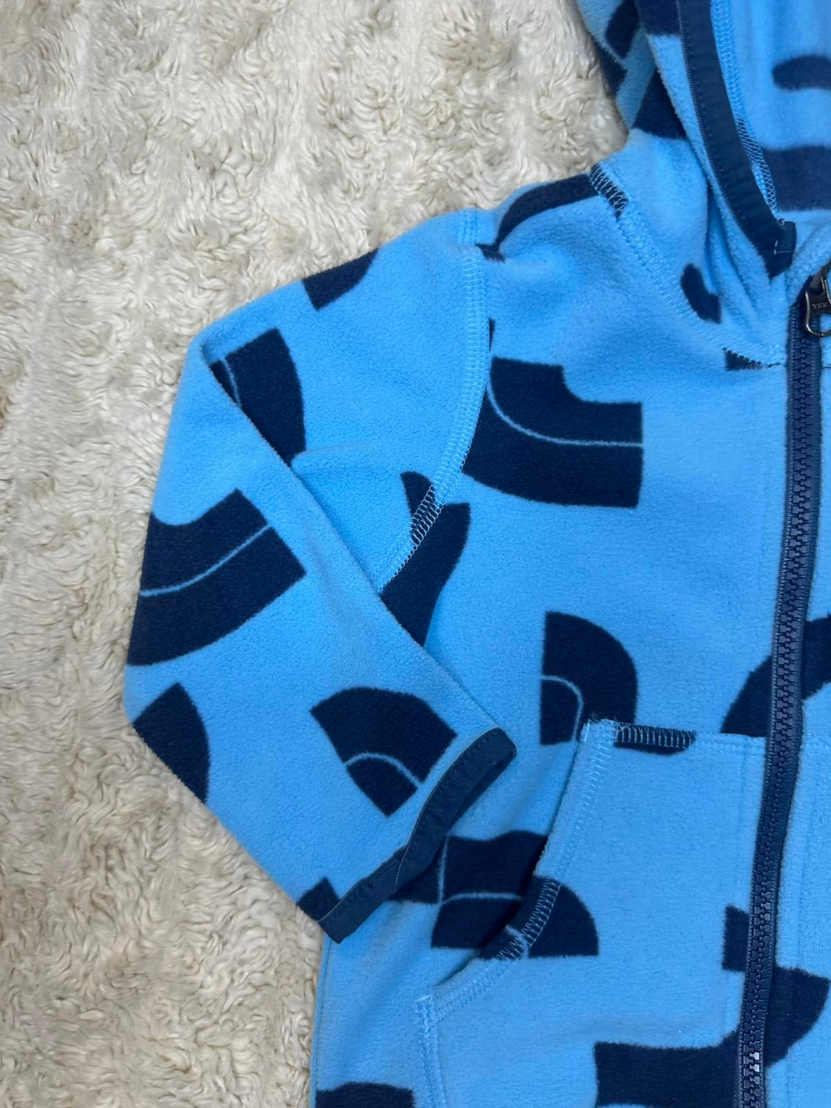 The North Face Glacier sky blue/navy full zip fleece hoodie Size 6-12 Months