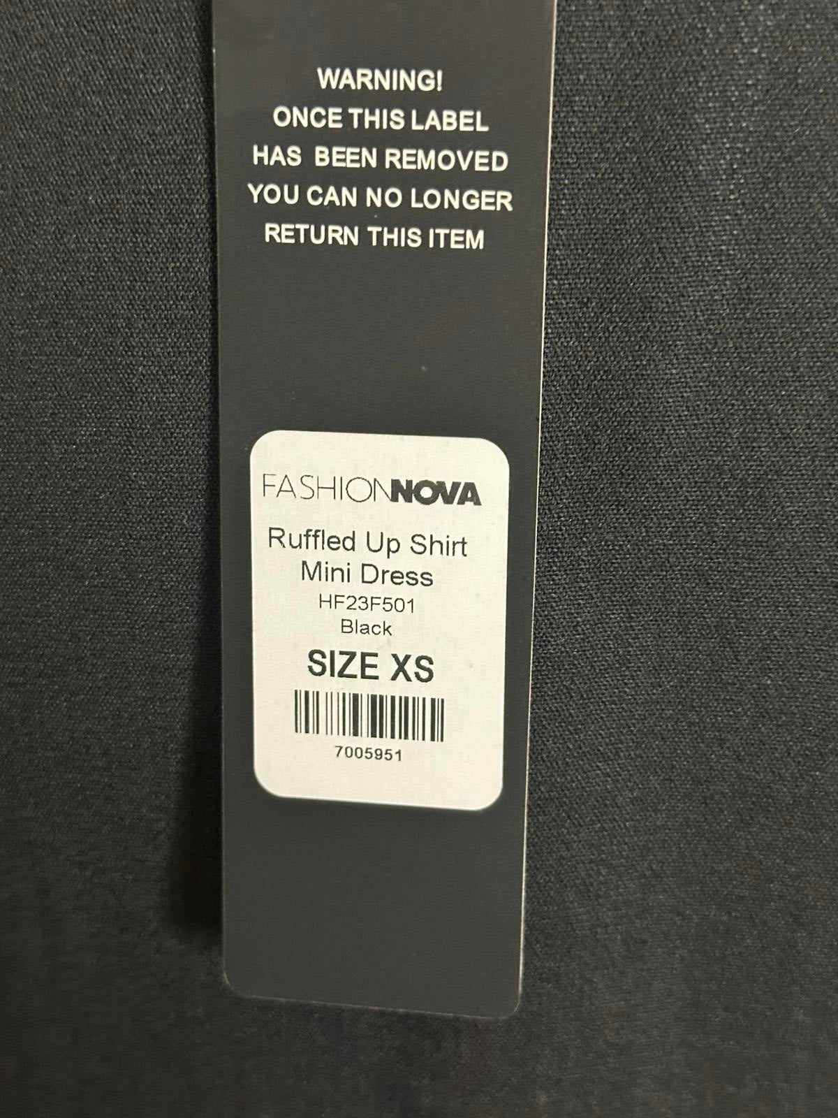 Fashion Nova black ruffled up mini shirt dress Size XS