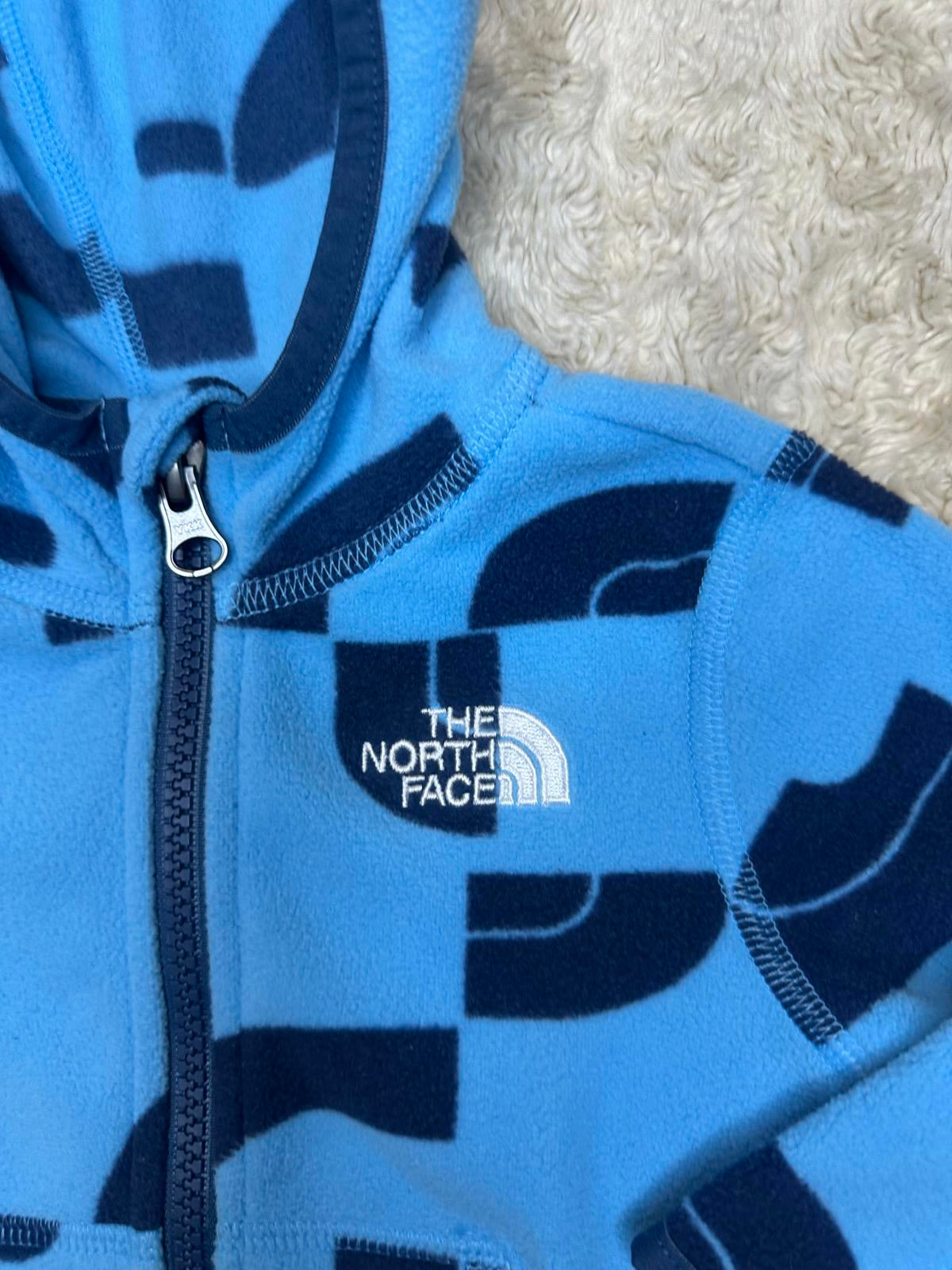 The North Face Glacier sky blue/navy full zip fleece hoodie Size 6-12 Months