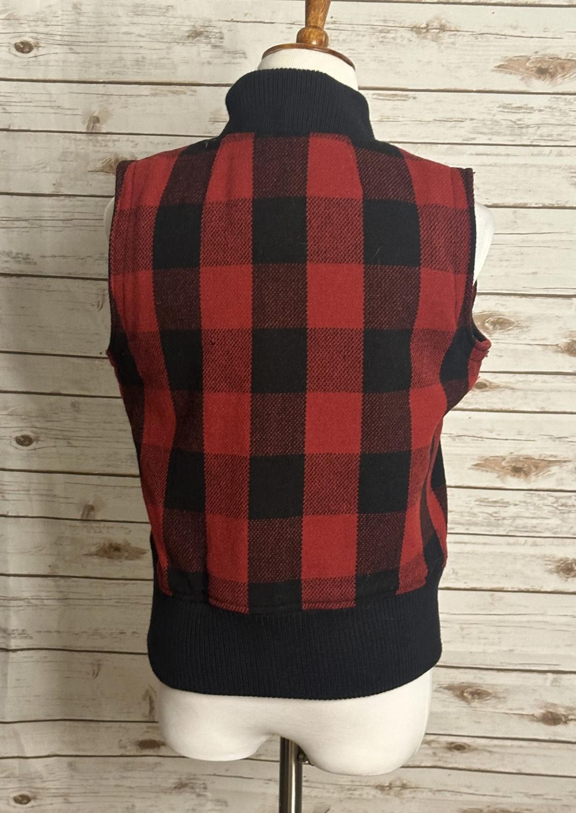 Madewell wool buffalo plaid sherpa fleece lined full zip vest Size Medium