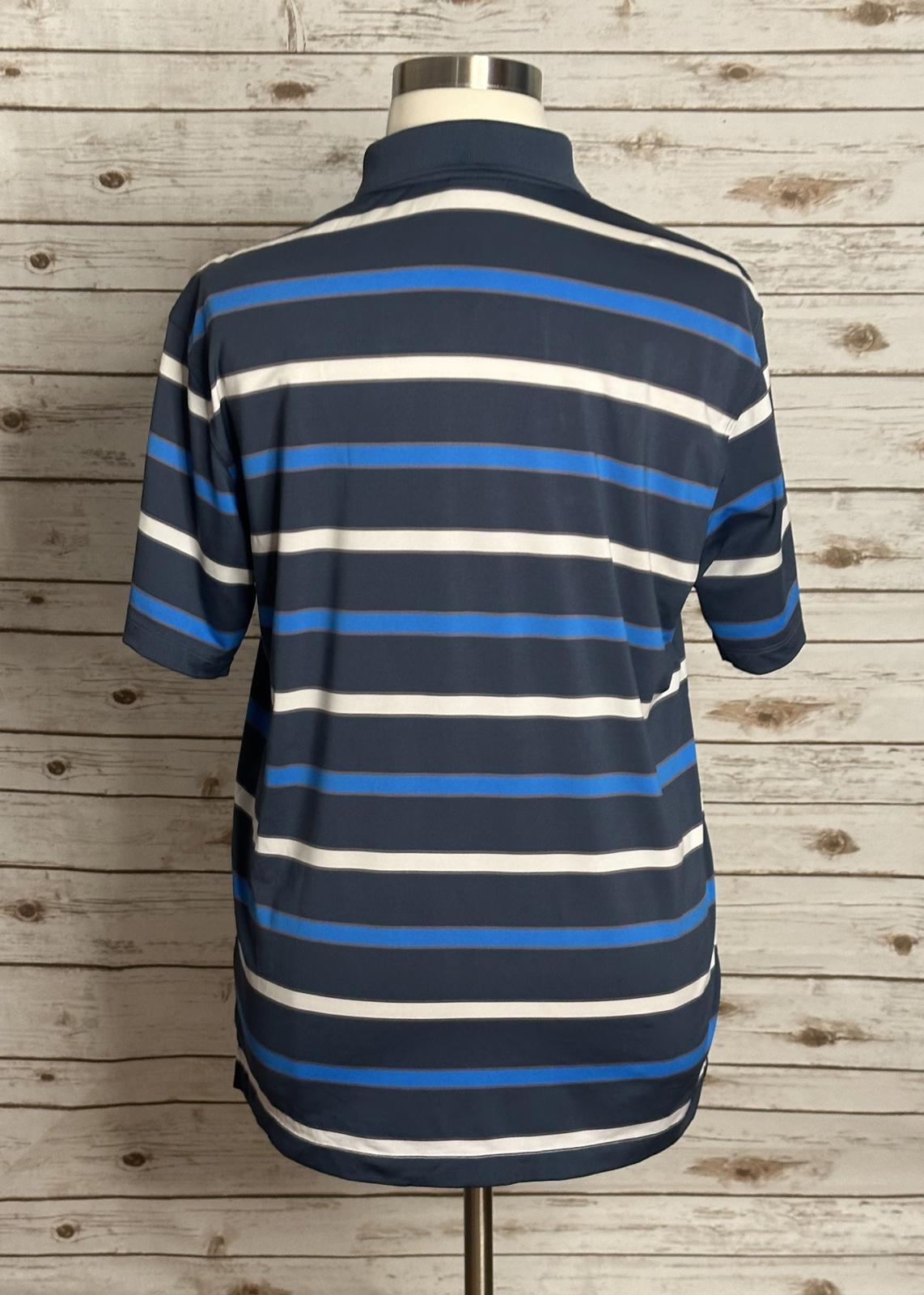 Nike Golf Dri-Fit activewear blue/grey striped polo shirt Size Large