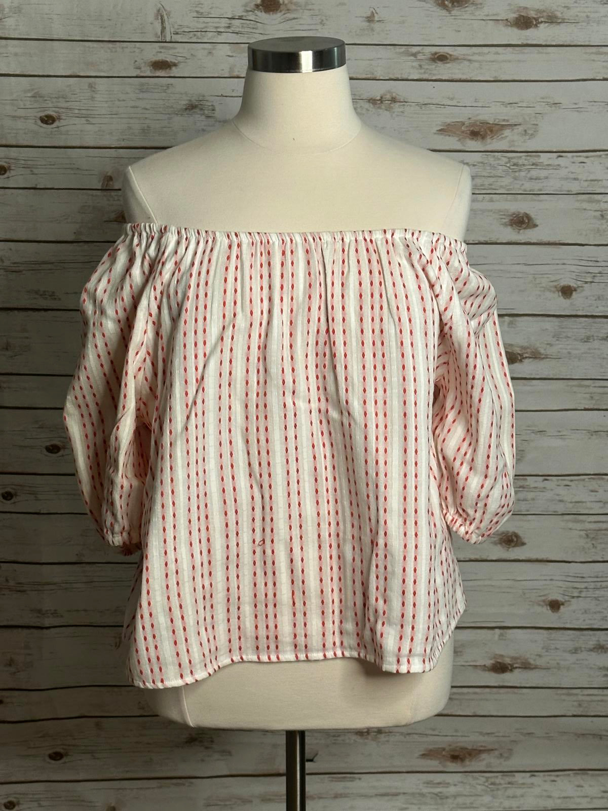 Universal Thread white and red cotton embroidered off-shoulder top Size XL