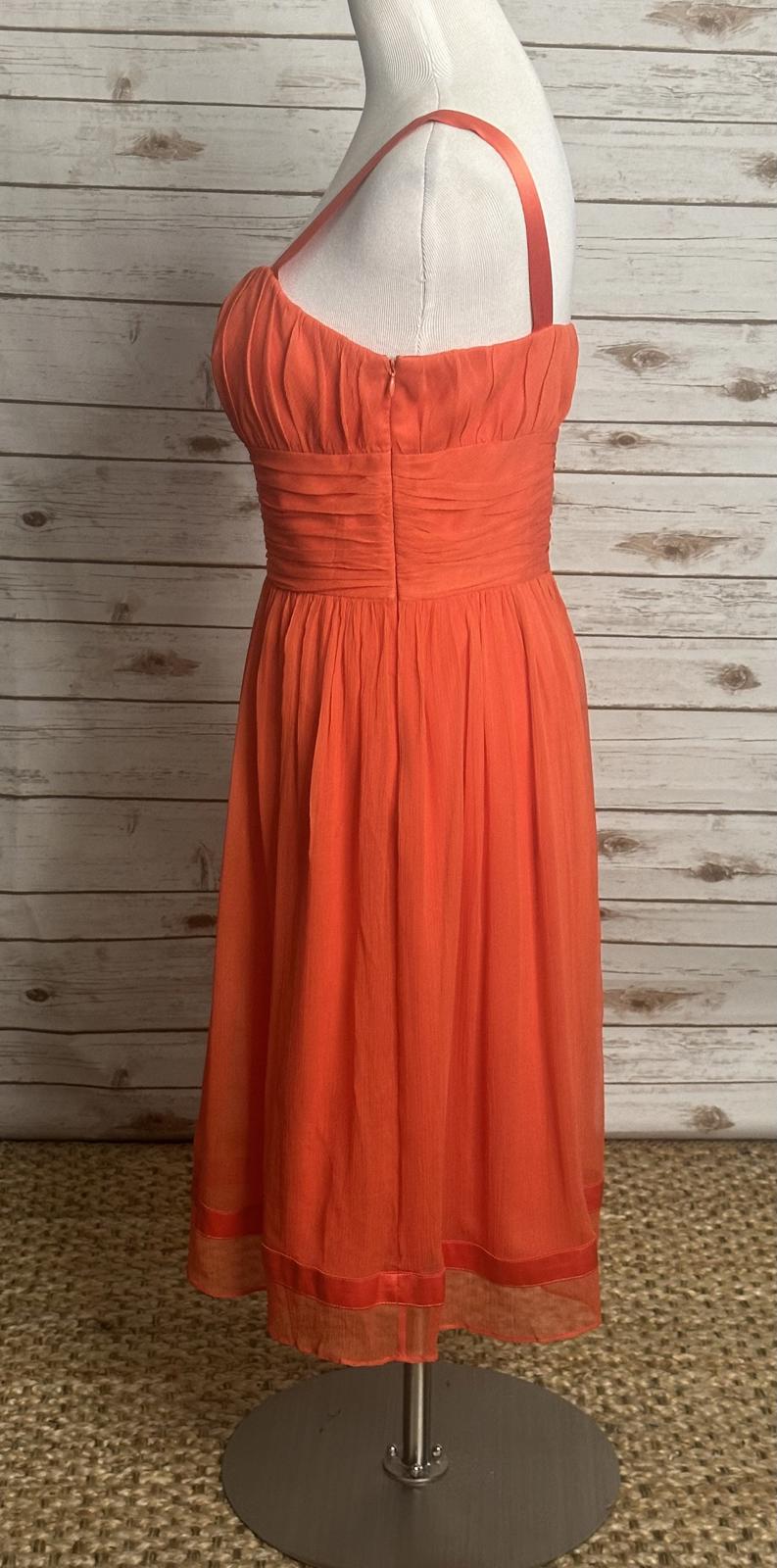 Tahari orange coquette silk gauzy chiffon A-line cocktail dress Size 12