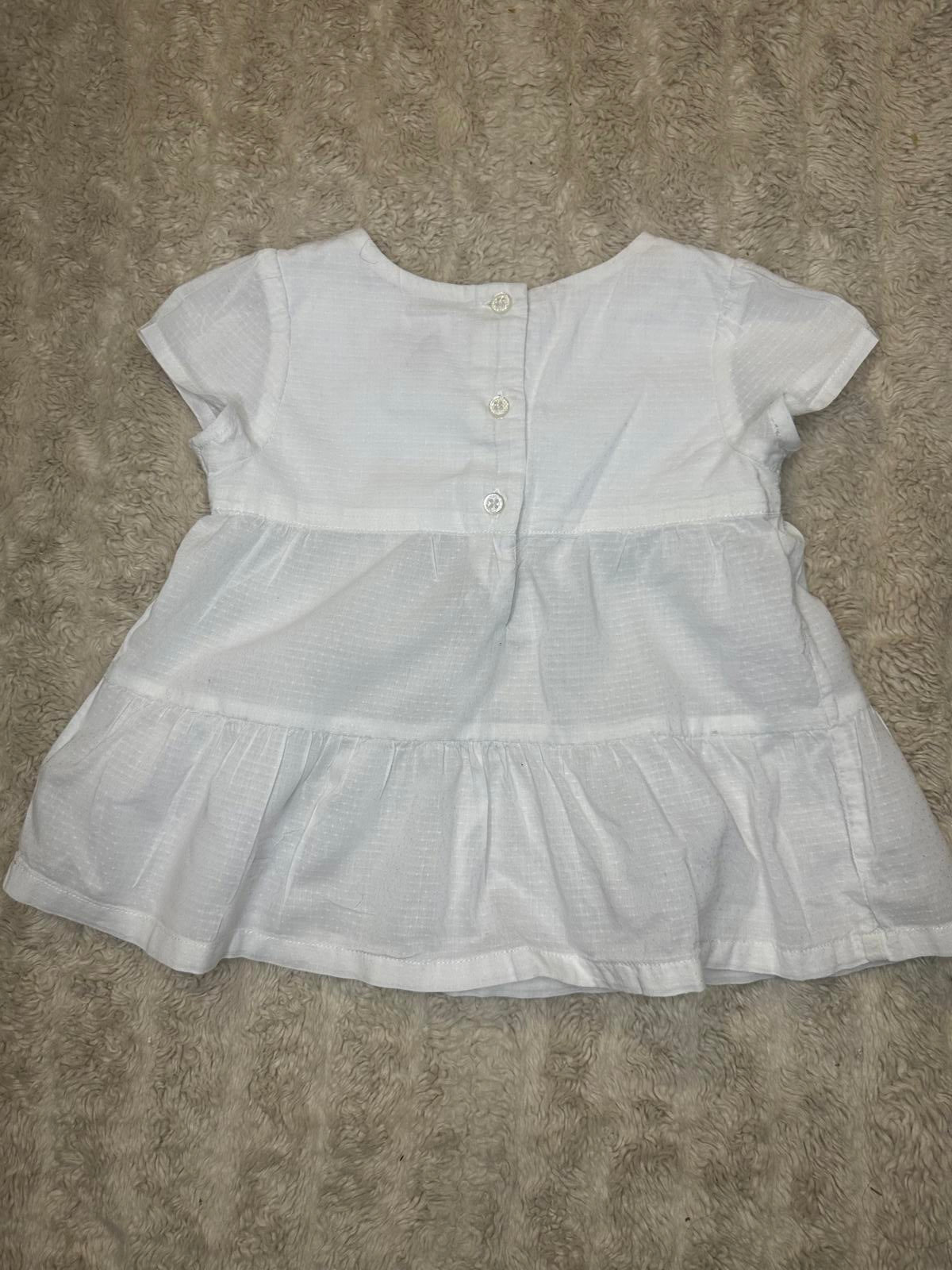 Gymboree white swiss dot cotton floral short sleeve tiered top Size 2T