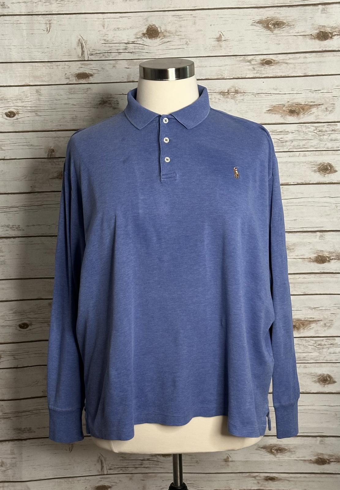 Polo Ralph Lauren heather blue Classic Fit cotton long sleeve polo shirt Size XL