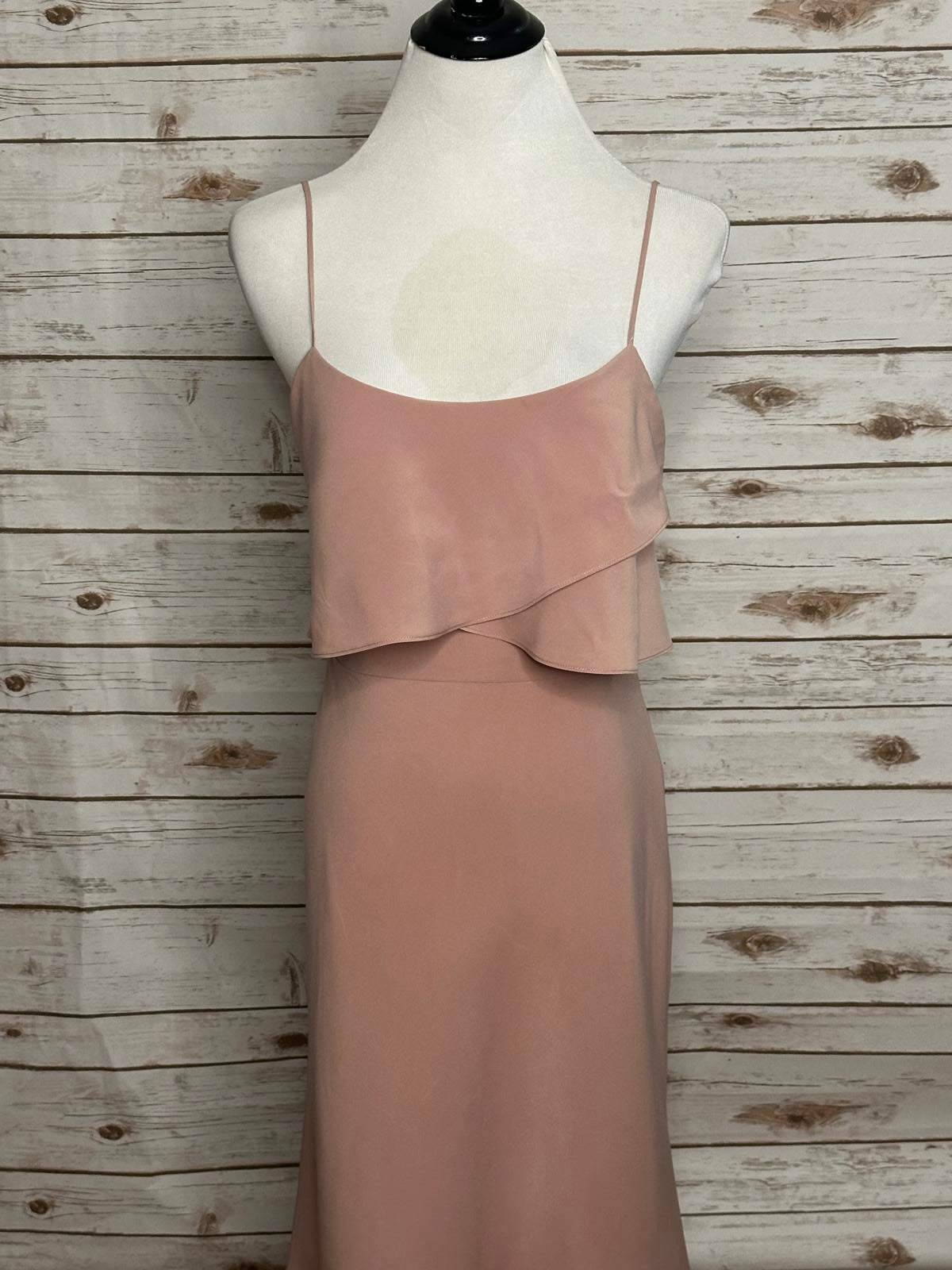 Jenny Yoo buff 'Blake' spaghetti strap flutter top formal evening dress Size 4