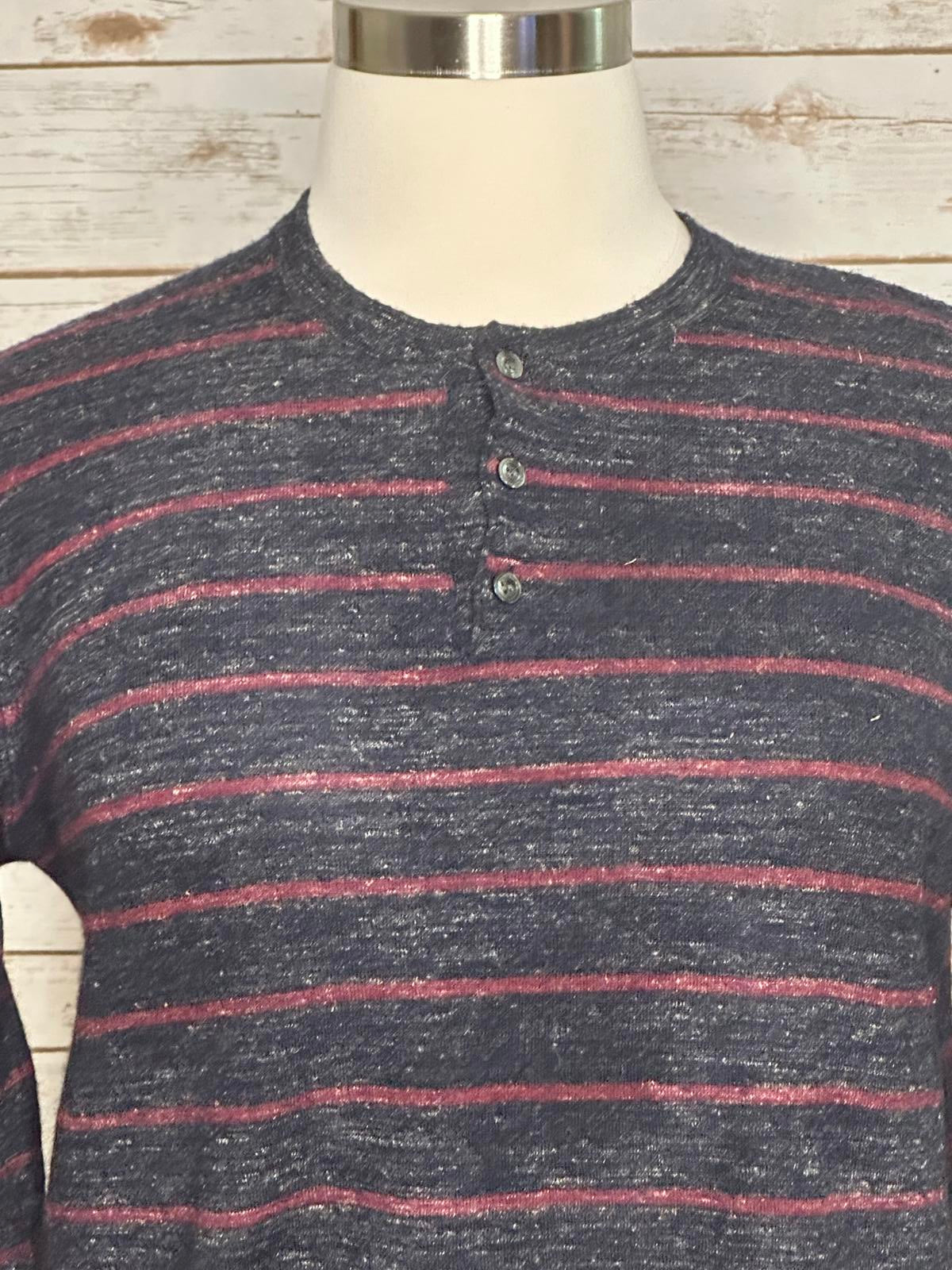 Vince wool-linen blend striped knit henley Size XL