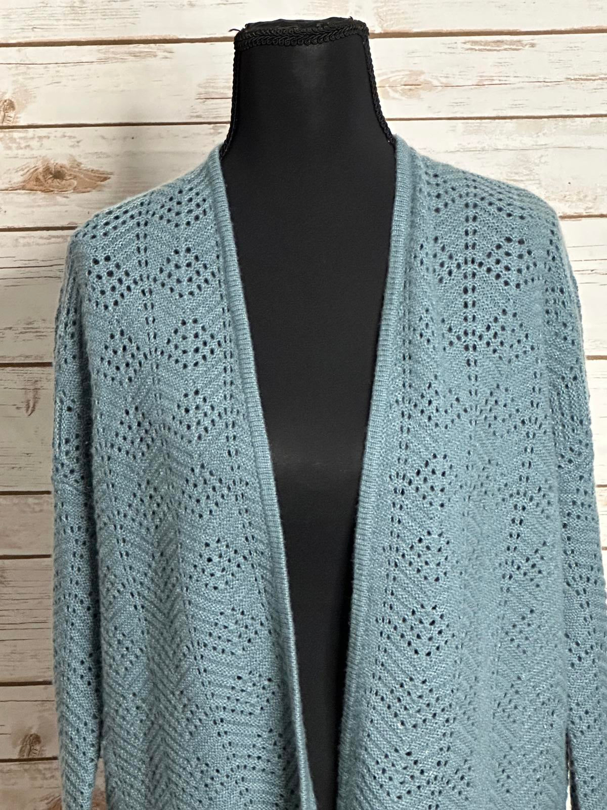 Garnet Hill casual blue/grey cashmere/linen open front cardigan sweater Size XS