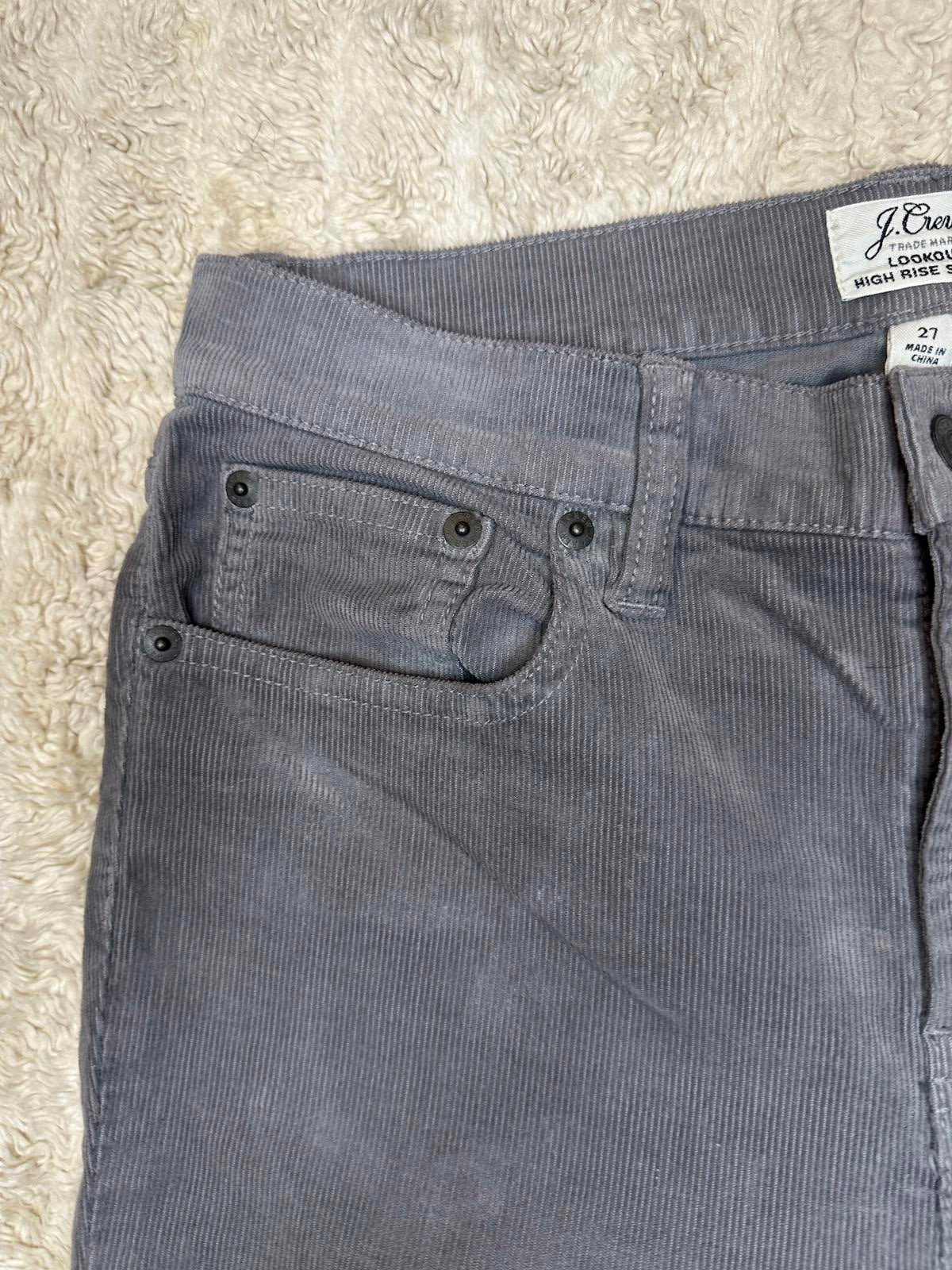 J. Crew classic grey Lookout High Rise Skinny corduroy pants Size 27