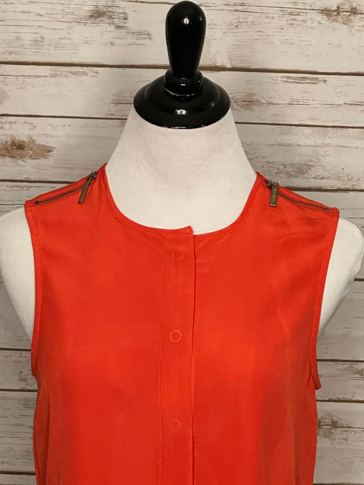 Michael Michael Kors orange sleeveless front draped button-up blouse Size XS